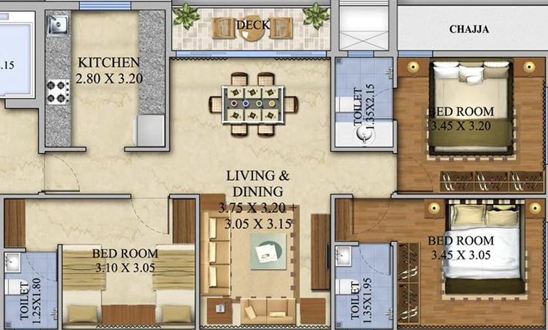 3 BHK Flat in Midcity Ocean Heights in Andheri West, Mumbai - Image 828475