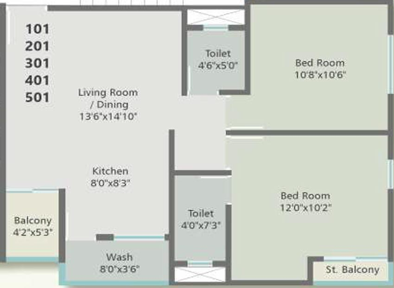 2 BHK Flat in Aaditya Green in Gotri, Vadodara - Image 759146