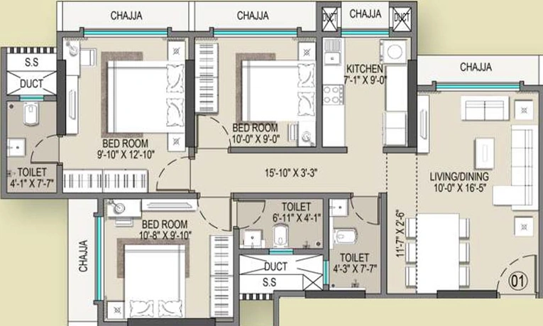 3 BHK Flat in Milan Alpine Building in Andheri West, Mumbai - Image 828478