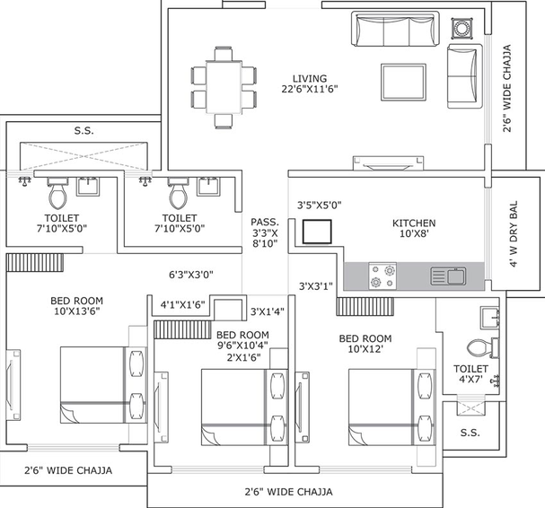 3 BHK Flat in UK Sangfroid in Andheri West, Mumbai - Image 828532