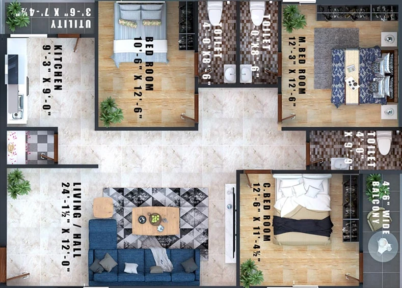 3 BHK Flat in Anil Vaishnavi Pride in Mangalpally, Hyderabad - Image 828541