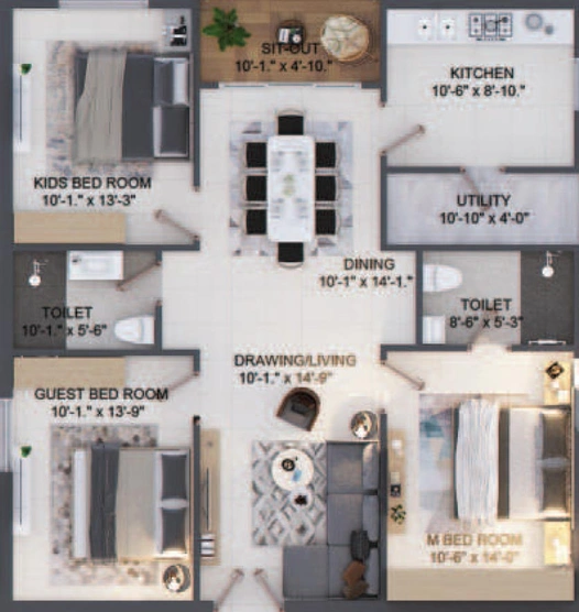 2.5 BHK Flat in Doyen Ascent Condor in Serilingampally, Hyderabad - Image 828549