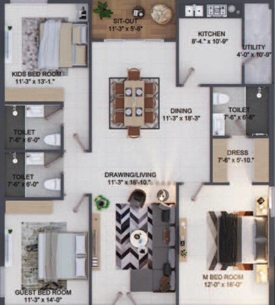 3 BHK Flat in Doyen Ascent Condor in Serilingampally, Hyderabad - Image 828551