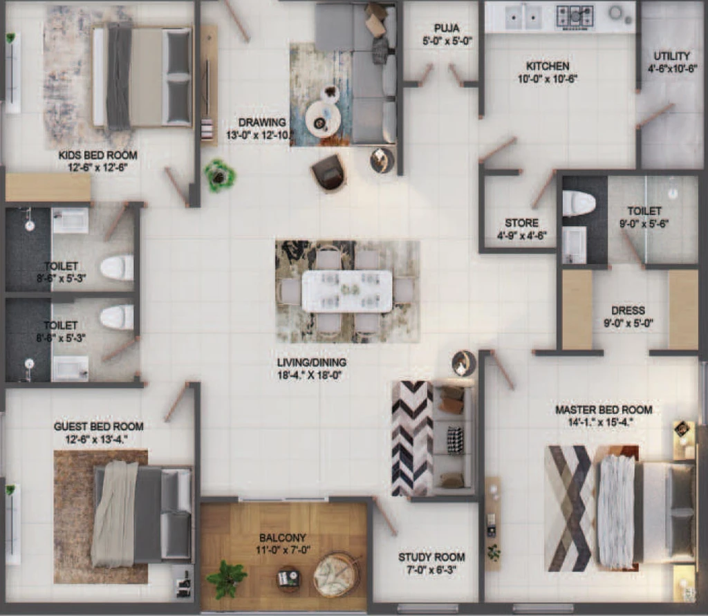 3 BHK Flat in Doyen Ascent Condor in Serilingampally, Hyderabad - Image 828552