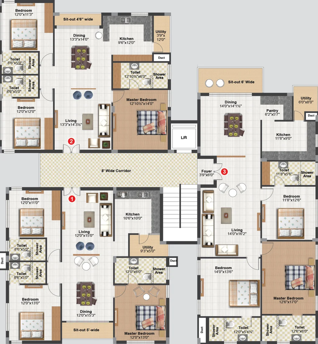 Floor Plan of Doyen Crest in Dwarakapuri, Hyderabad - Image 208273