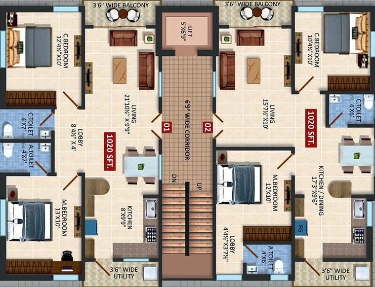 Floor Plan of Pinnacle Serene Pearl in Kondapur, Hyderabad - Image 208351