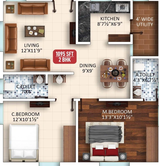 2 BHK Flat in Pinnacle Srikaram in Miyapur, Hyderabad - Image 828571