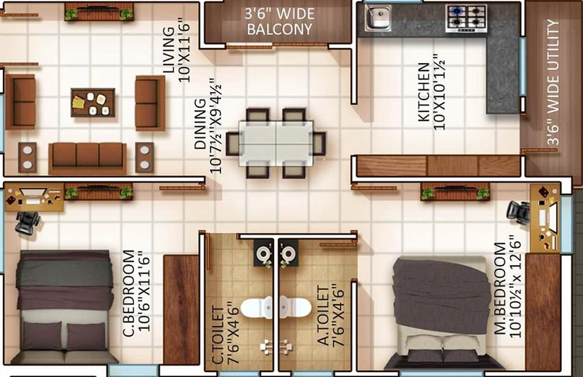 2 BHK Flat in Pinnacle Sudhini Enclave in Kondapur, Hyderabad - Image 828572