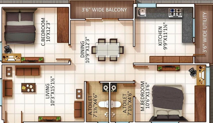 2 BHK Flat in Pinnacle Sudhini Enclave in Kondapur, Hyderabad - Image 828573