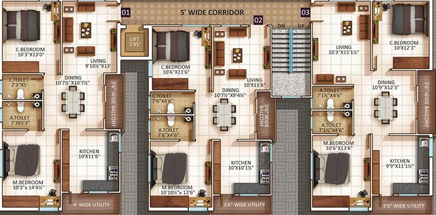 Floor Plan of Pinnacle Sudhini Enclave in Kondapur, Hyderabad - Image 208365