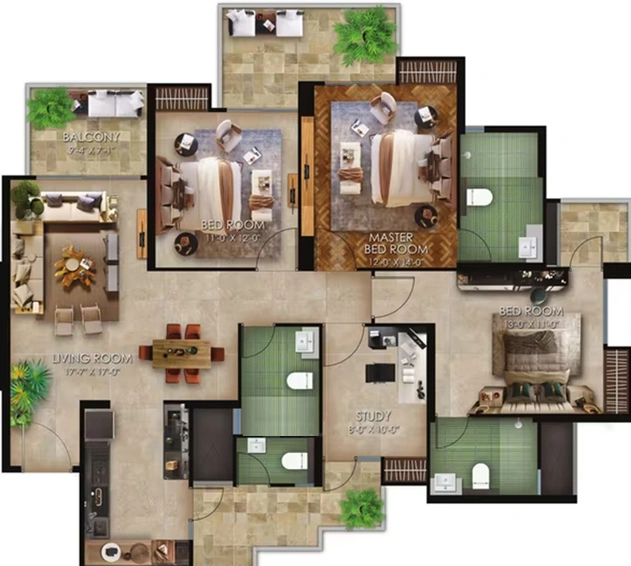 3 BHK Flat in RG Mirage in Sector 120, Noida - Image 828615