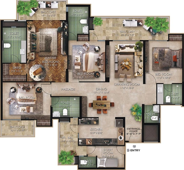 4 BHK Flat in RG Mirage in Sector 120, Noida - Image 828617
