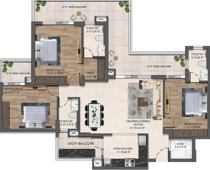 3 BHK Flat in MDB The Lutyens in Sector 86, Chandigarh - Image 828621