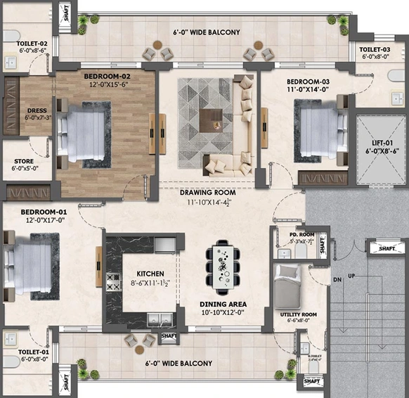3 BHK Flat in MDB The Lutyens in Sector 86, Chandigarh - Image 828622