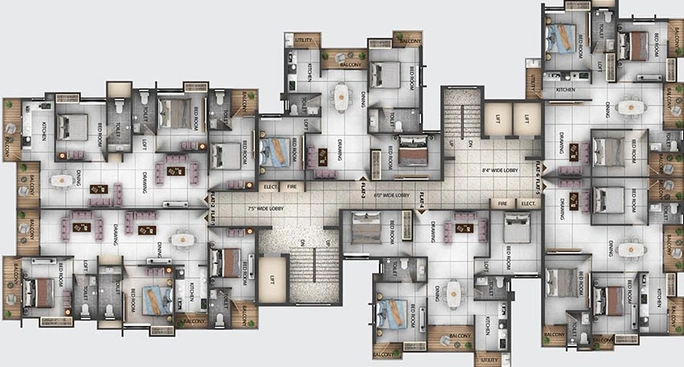 Floor Plan of Shanti Hari Om Tower in Hehal, Ranchi - Image 208623