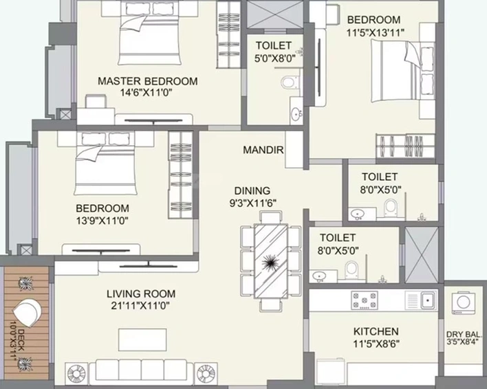 3 BHK Flat in Arihant F Residences in Ghatkopar East, Mumbai - Image 828652