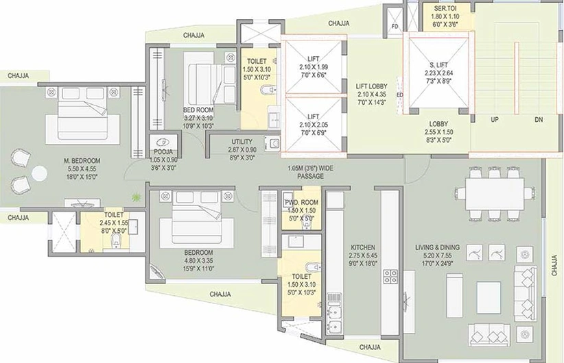 Floor Plan of Mesacon The South Bay in Malabar Hill, Mumbai - Image 208756