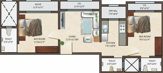 2 BHK Flat in Siddharth Enclave in Lower Parel East, Mumbai - Image 828672