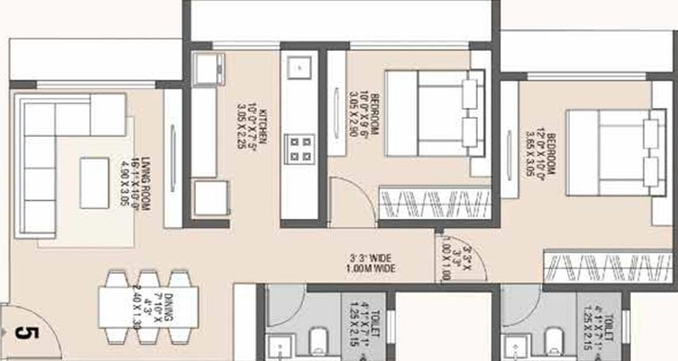 2 BHK Flat in Ecohomes La Grace in Andheri West, Mumbai - Image 828700
