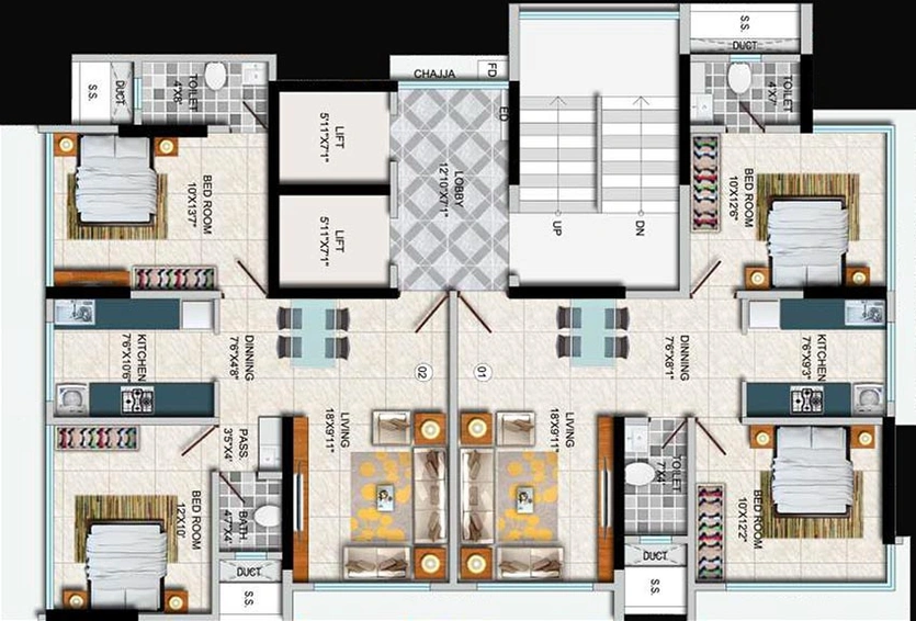 Floor Plan of Dotom Laxmi Sadan in Matunga East, Mumbai - Image 209005