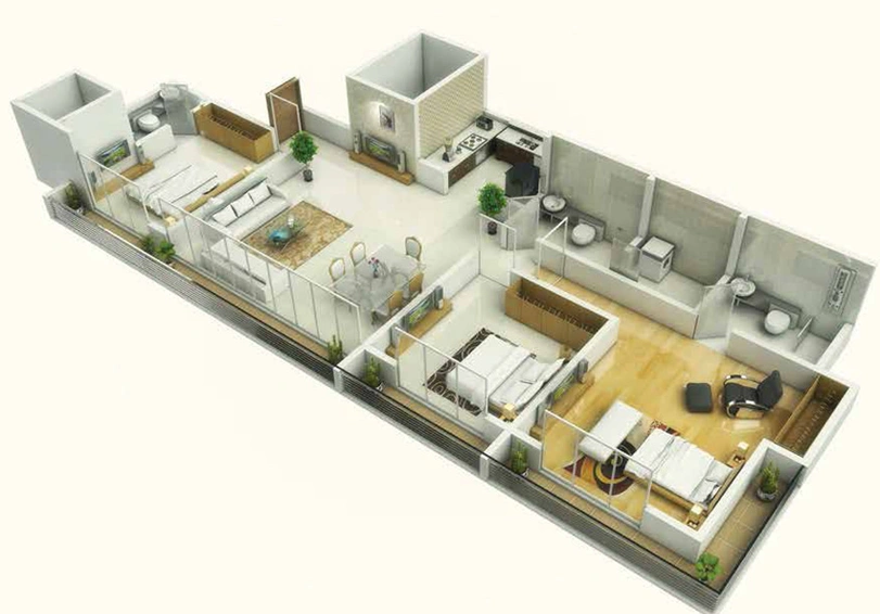 3 BHK Flat in BW Meridia in Thane West, Thane - Image 828826