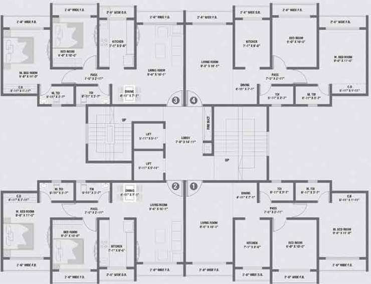 Floor Plan of RNA NG Diamond Hill Phase 1 in Mira Road East, Thane - Image 209616