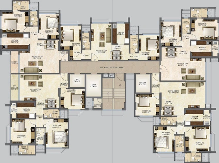 Floor Plan of Mahavir Neelaamber in Kandivali West, Mumbai - Image 209969