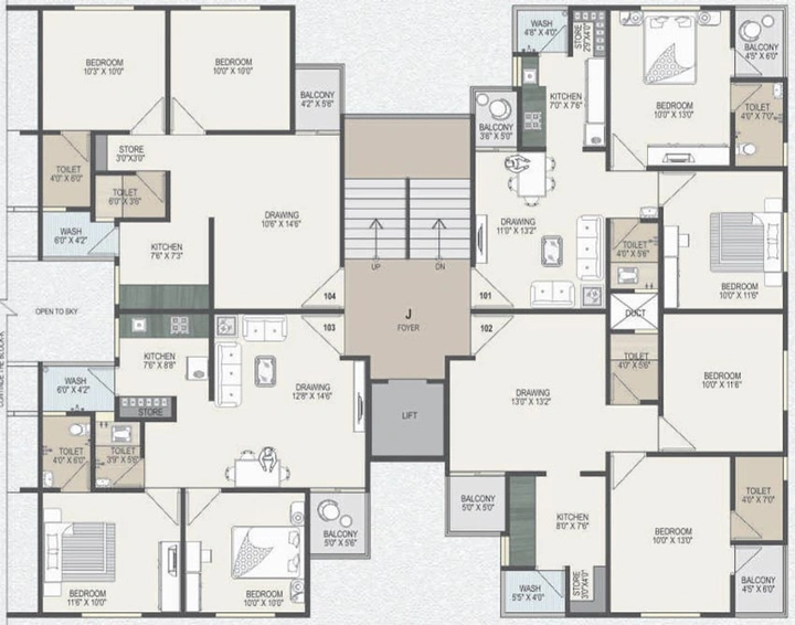 Floor Plan of Prathna Elegance in Gota, Ahmedabad - Image 117526