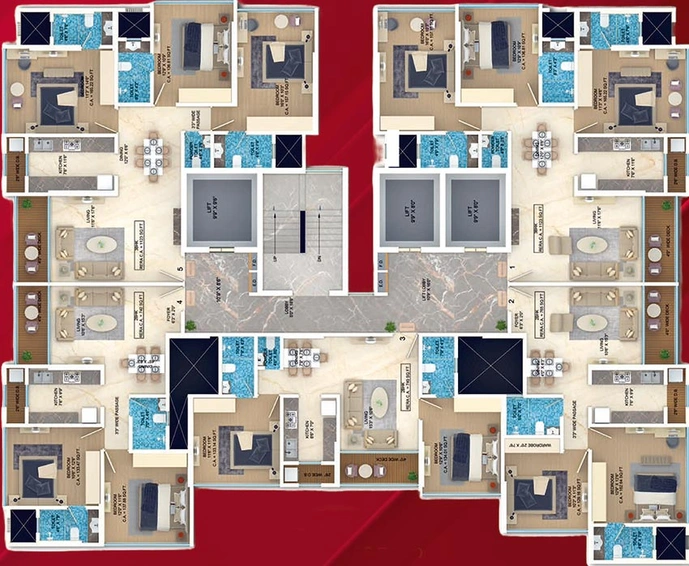 Floor Plan of Oscar Om Nandanvan in Mulund West, Mumbai - Image 210112