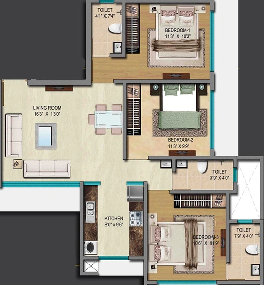 3 BHK Flat in Oscar Om Residency in Mulund West, Mumbai - Image 829045