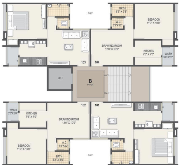 Floor Plan of Prathna Lavish in Gota, Ahmedabad - Image 117545