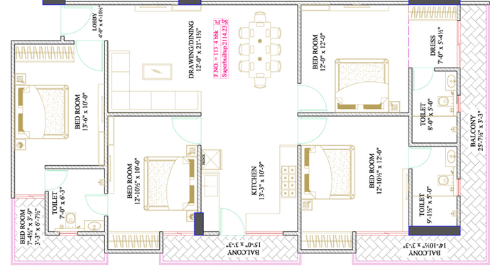 4 BHK Flat in Shree Vinayak Homes 3 in Mansarovar, Jaipur - Image 759943