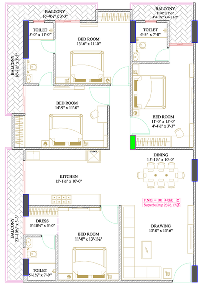 4 BHK Flat in Shree Vinayak Homes 3 in Mansarovar, Jaipur - Image 759944