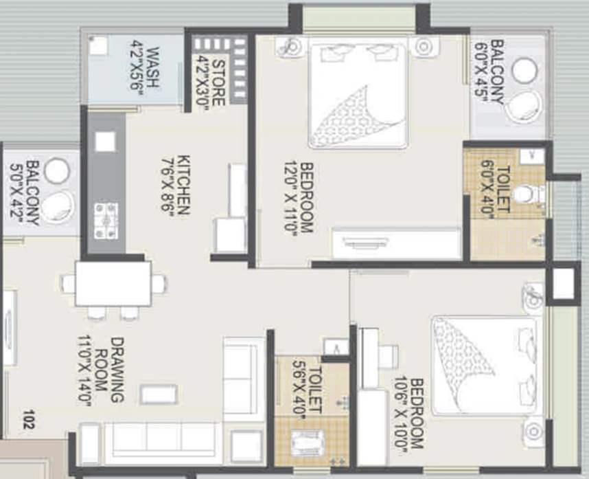 2 BHK Flat in Prathna Parisar in Nava Naroda, Ahmedabad - Image 761700