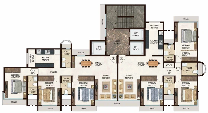 Floor Plan of Veena Signature in Borivali West, Mumbai - Image 210387