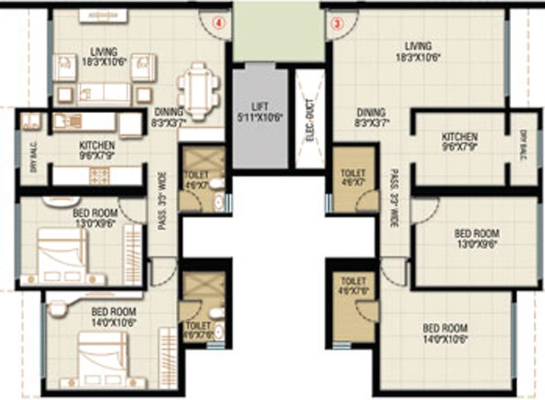 Floor Plan of HDIL Whispering Towers in Mulund West, Mumbai - Image 210400