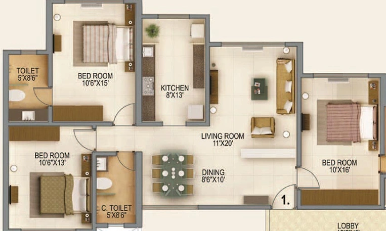 3 BHK Flat in MICL Aaradhya Tower in Ghatkopar East, Mumbai - Image 829184
