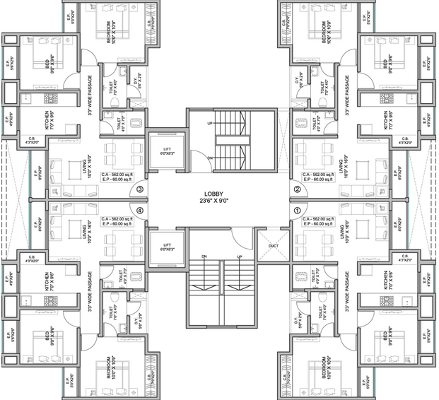 Floor Plan of Squarefeet Grace Square in Mumbra, Thane - Image 210727