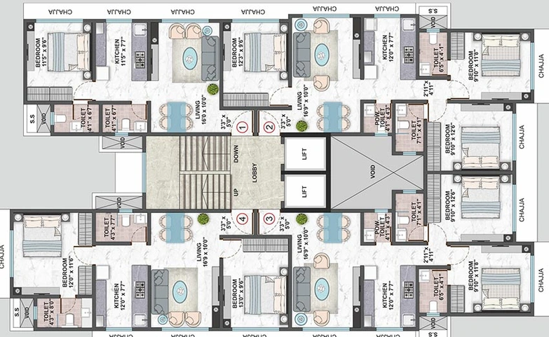Floor Plan of Aadhunik Aura in Borivali West, Mumbai - Image 210858