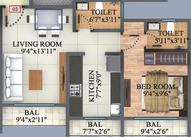 1 BHK Flat in Om Bhagwati in Dombivli, Thane - Image 829342
