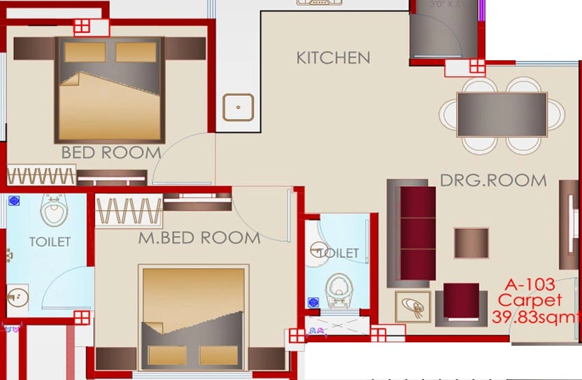 2 BHK Flat in Ashtavinayak Gajanan Residency in Sama Savli Road, Vadodara - Image 766079