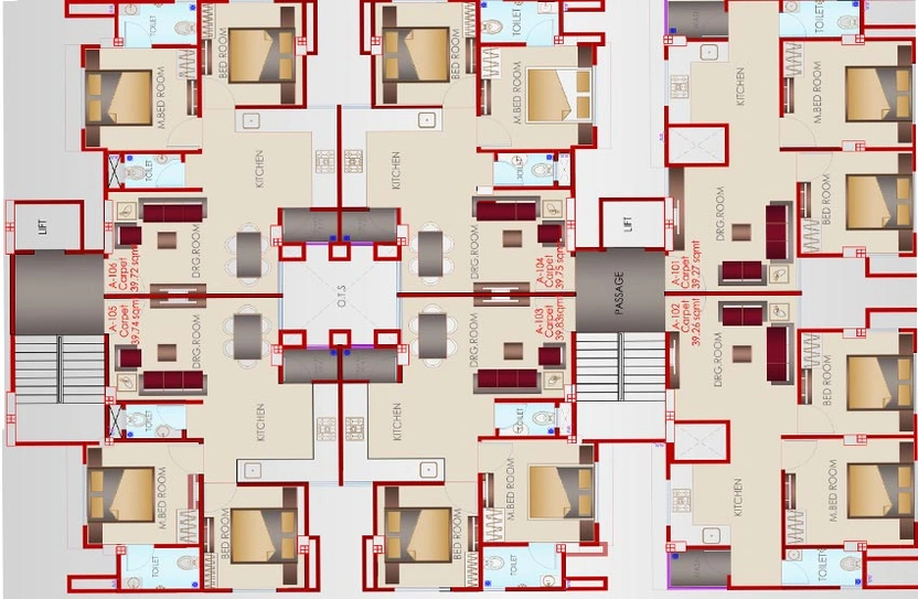 Floor Plan of Ashtavinayak Gajanan Residency in Sama Savli Road, Vadodara - Image 118850