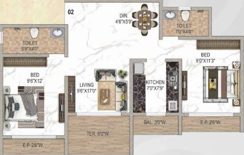 2 BHK Flat in Balaji Exotica in Kalyan West, Thane - Image 829410