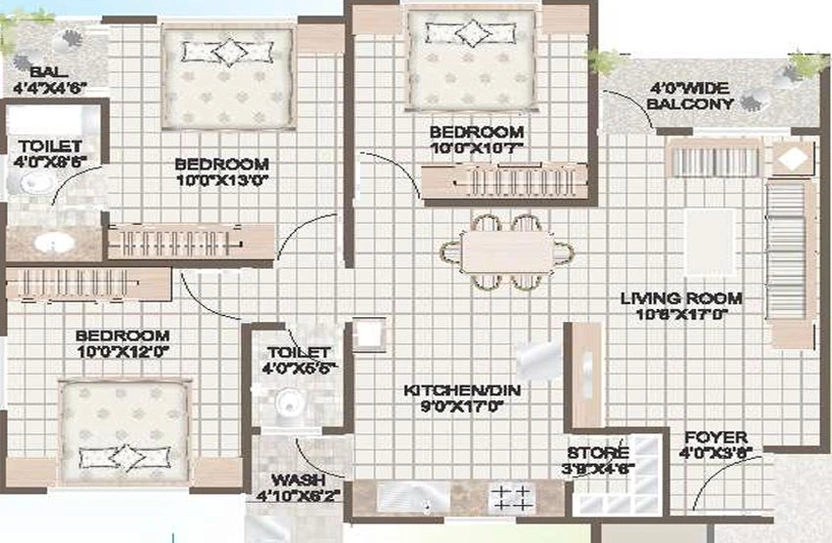 3 BHK Flat in Green Heaven in Atladara, Vadodara - Image 766095