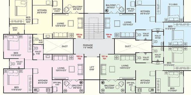 Floor Plan of Sanjivani Snehal Apartment in Pimpri Chinchwad, Pune - Image 211630
