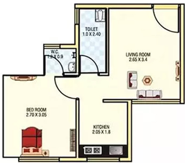 1 BHK Flat in Ashiana La Arihant Harmony in Thane West, Thane - Image 829481