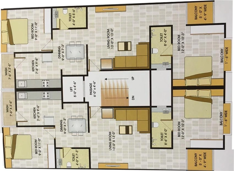 Floor Plan of Vadia Haidery Apartment in Waghodia Road, Vadodara - Image 118867
