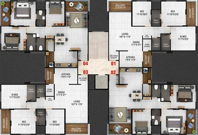 Floor Plan of Glorious Crown in Bhosari, Pune - Image 212069