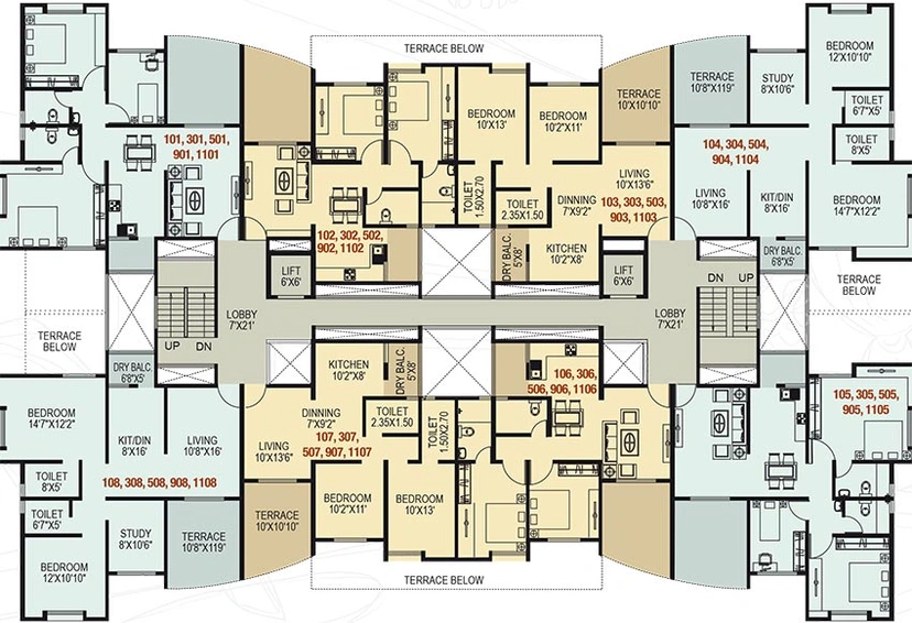 Floor Plan of Prathamesh Prestige Gold in Keshav Nagar, Pune - Image 212199