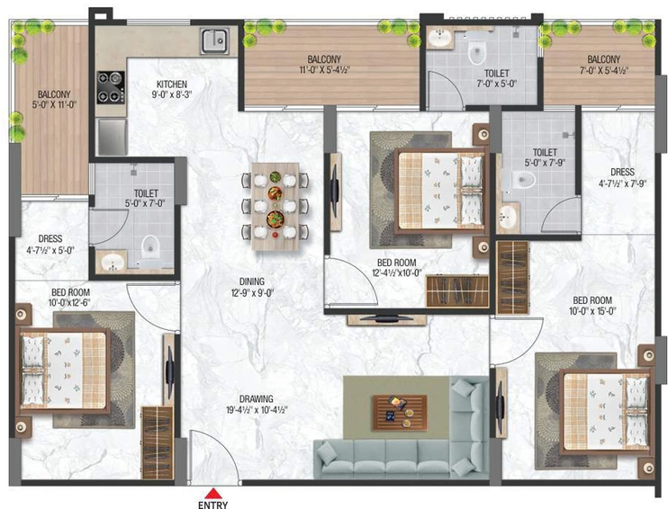 3 BHK Flat in Aradhana Bhavyaa Green Grandeur in Jagatpura, Jaipur - Image 762105